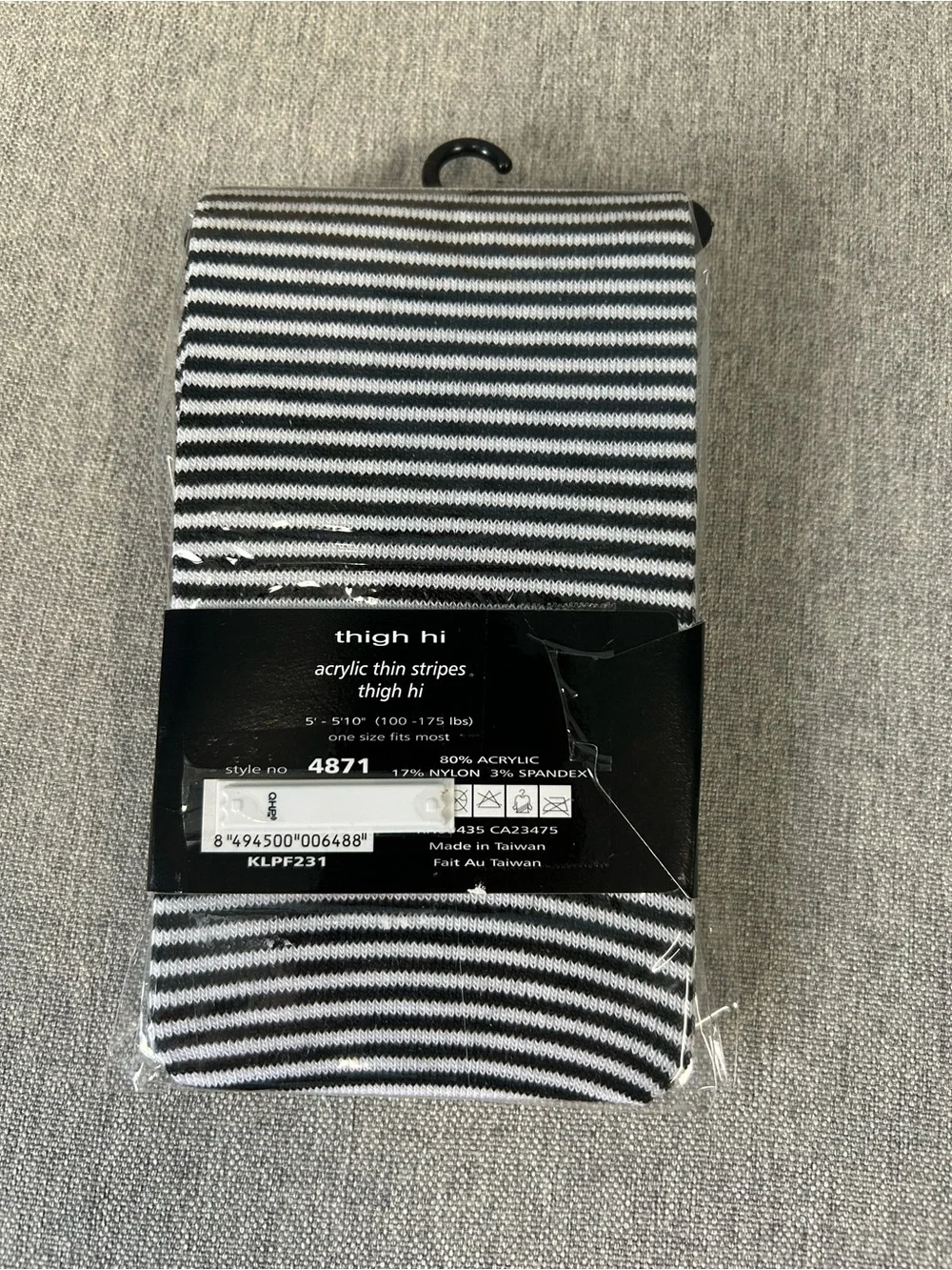 Music Legs Black Thin Striped Thigh High Hosiery